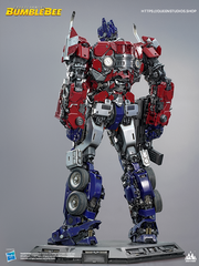 Statue of Optimus Prime with intricate detailing and dynamic pose.