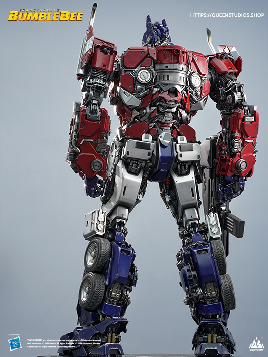 Lifelike portrayal of Optimus Prime, featuring Queen Studios' meticulous design.