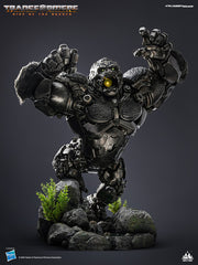 Front view of Optimus Primal-Beast Mode collectible with battling pose