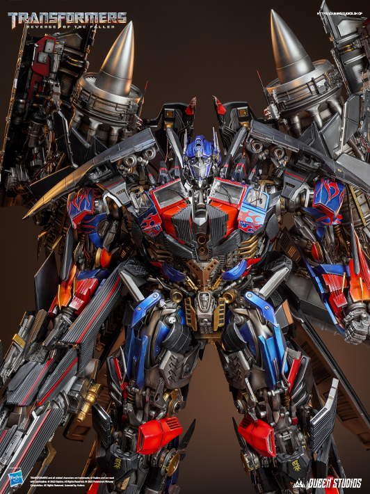 Close-up of Queen Studios Optimus Prime Jetpower statue head and chest