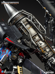 Close-up of Queen Studios Optimus Prime Jetpower statue weapons and guns