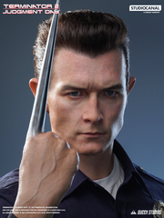 Finger weapon detail on Queen Studios Terminator T-1000 Life-Size Bust, showing liquid metal transformation