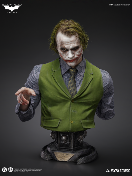 Queen Studios Joker 1:1 bust collectible from The Dark Knight film