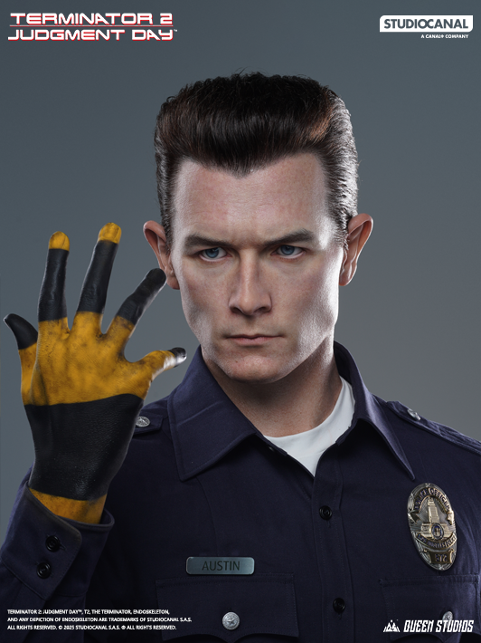 Queen Studios Terminator T-1000 Life-Size Bust showing raised hand