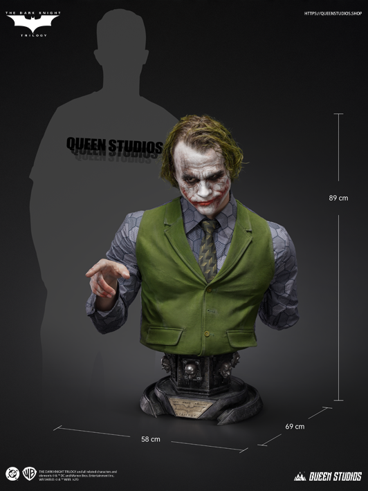 Queen Studios The Joker life-size bust inspired by Heath Ledger in The Dark Knight