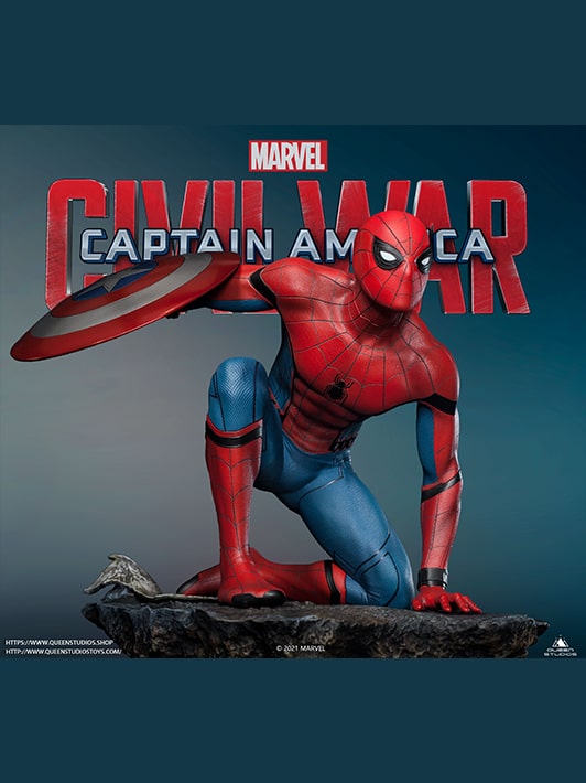 Statue Spider-Man 1/4 Premium Edition Captain America QUEEN STUDIOS - Résine, Excellent état !