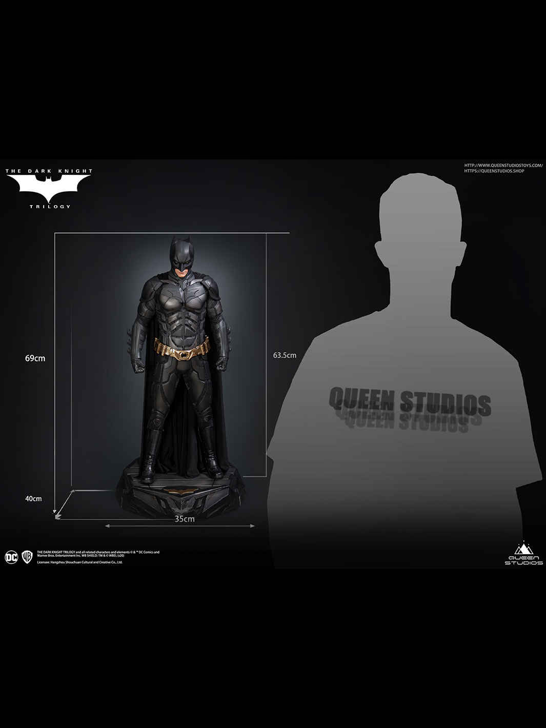 Queen Studios バットマン 1/3 スタチュー　植毛版 The Dark Knight 1:3 Scale Batman - Queen Studios (Official)