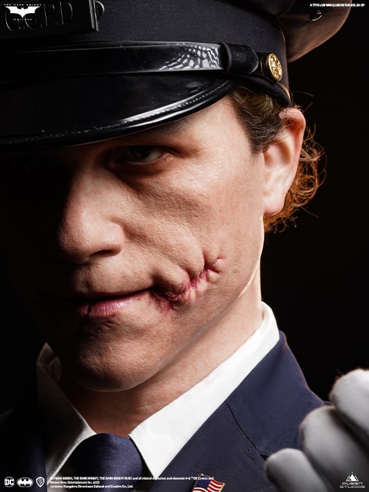 joker cigarette vs cops at The Police Parade Scene The Joker (Police Uniform) Life-Size